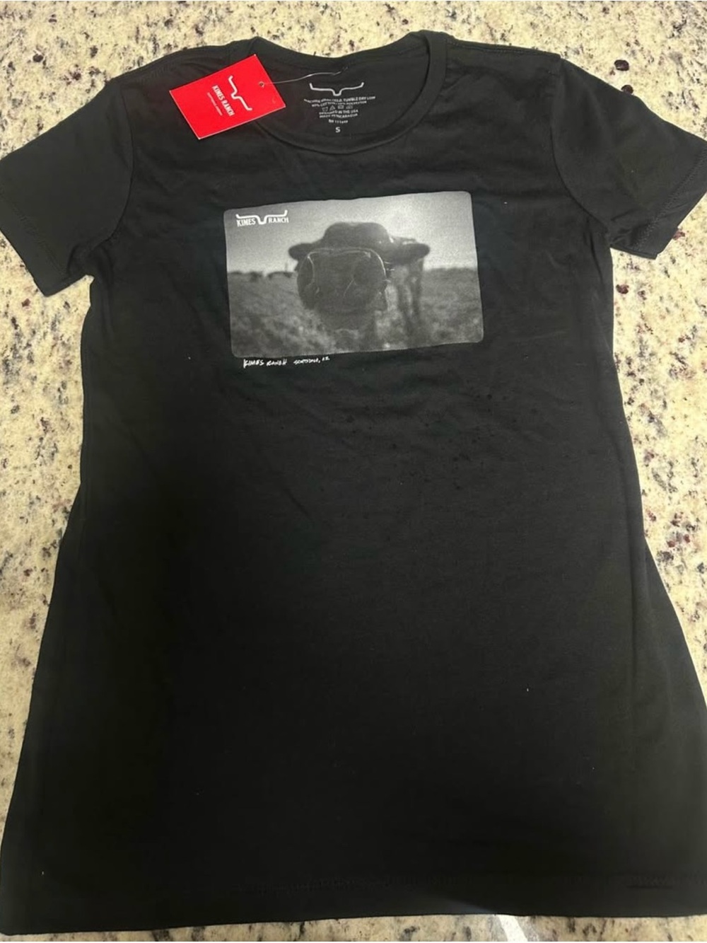 Kimes Ranch Black Short-Sleeve Tee with Cow Photo Graphic